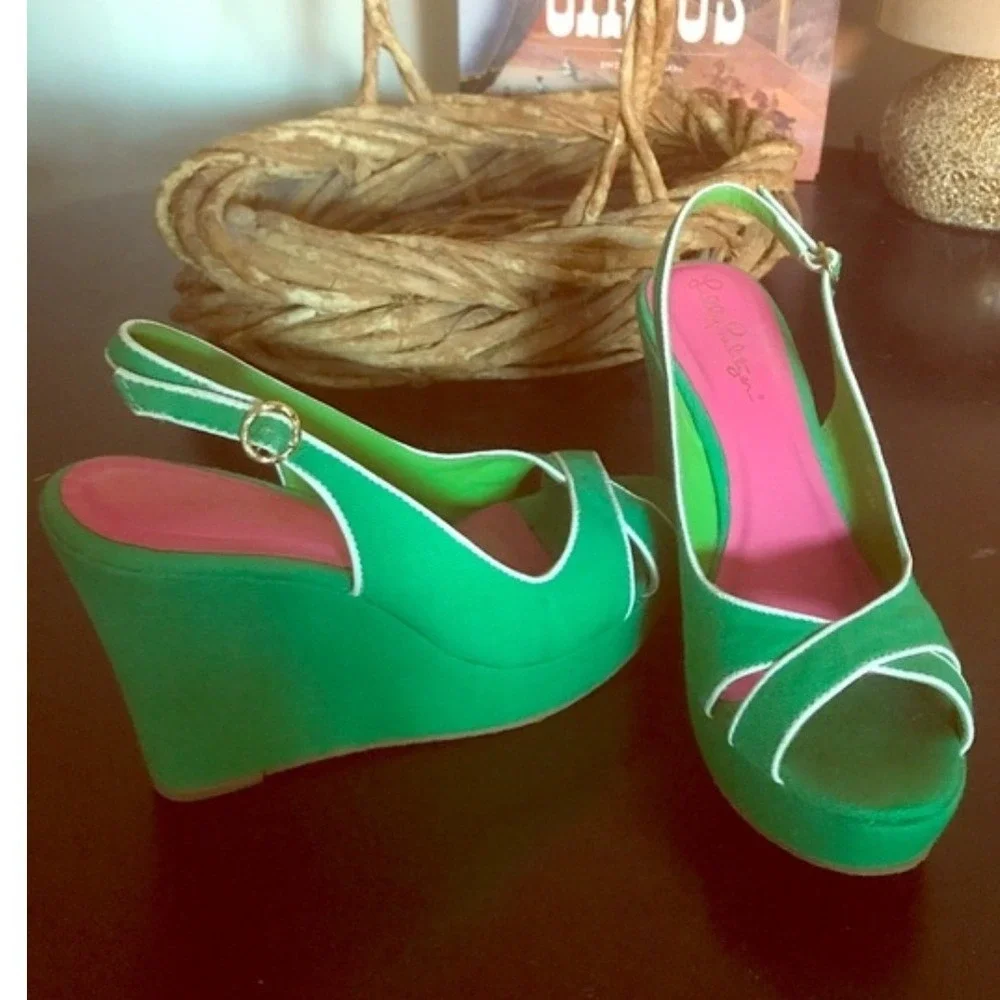 *In search of* size 7 lilly pulitzer green wedges